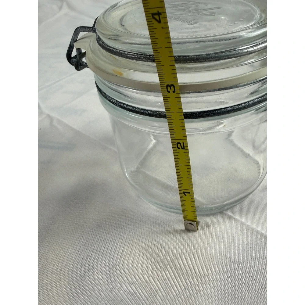 Bormioli Rocco Fido Clear Glass Jar Made in Italy Wire Bail Lid 4 Inch Canister